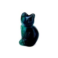 Gemstone Kitten Carving in Black Obsidian