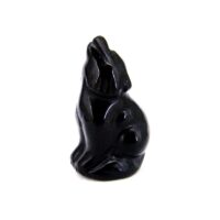 Gemstone Wolf Carving in Black Obsidian