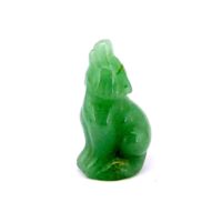 Gemstone Wolf Carving in Green Aventurine