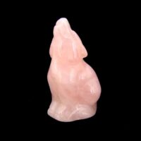 Gemstone Wolf Carving in Rose Quartz