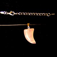 Tusk/Horn Shaped Pendant in Rose Quartz on Waxed Cord