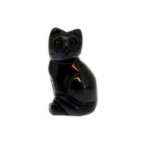 Gemstone Cat Carvings in Black Obsidian