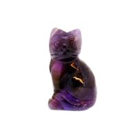 Gemstone Cat Carvings in Amethyst