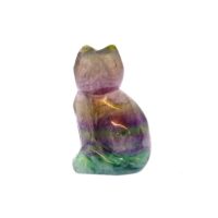 Gemstone Cat Carvings in Fluorite