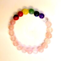 Chakra Power Bead Bracelets in Rose Quartz Featuring Beads in Chakra Colours