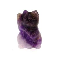 Lucky Chinese Waving Cat Carving in Amethyst