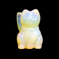 Lucky Chinese Waving Cat Carving in Opalite