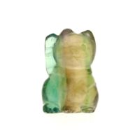 Lucky Chinese Waving Cat Carving in Fluorite