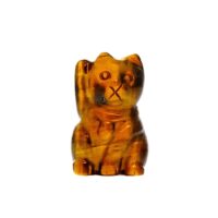 Lucky Chinese Waving Cat Carving in Tigerseye