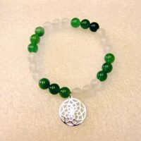 Mandala Charm Power Bead Bracelet in Green Amazonite & Quartz