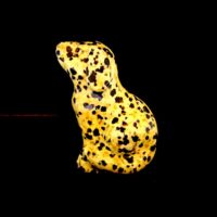 Gemstone Sitting Dog Figure Carved in Dalmation Jasper