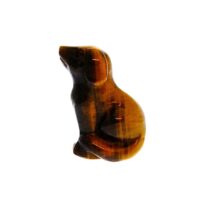 Gemstone Sitting Dog Figure Carved in Tigerseye