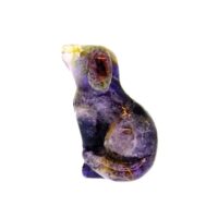 Gemstone Sitting Dog Figure Carved in Fluorite