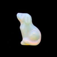 Gemstone Sitting Dog Figure Carved in Opalite