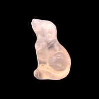 Gemstone Sitting Dog Figure Carved in Rose Quartz