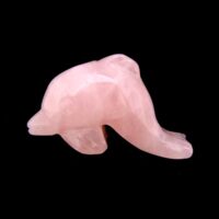 Dolphin Figure Carved in Rose Quartz