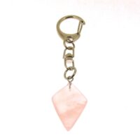 Diamond Shape Gemstone Keyring in Rose Quartz