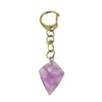 Diamond Shape Gemstone Keyring in Amethyst