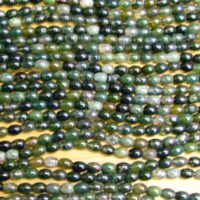 Moss Agate Rice Beads on A String