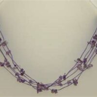 Amethyst Threaded Gem Chip Necklace. 18" Long. 14g