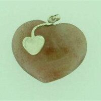 Strawberry Quartz Heart Pendant Featuring 925 Silver Setting with Heart Design. 30 x 25mm Aprox